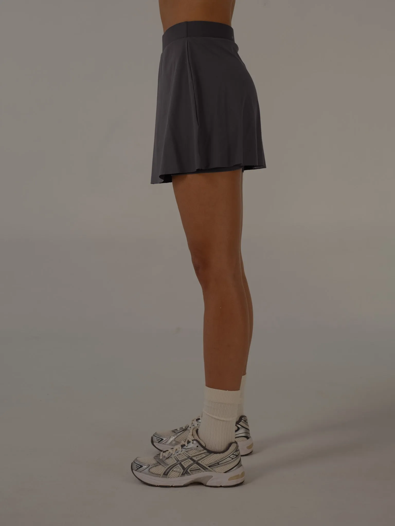 PLEATED CUT SKIRT  - COOL GRAY