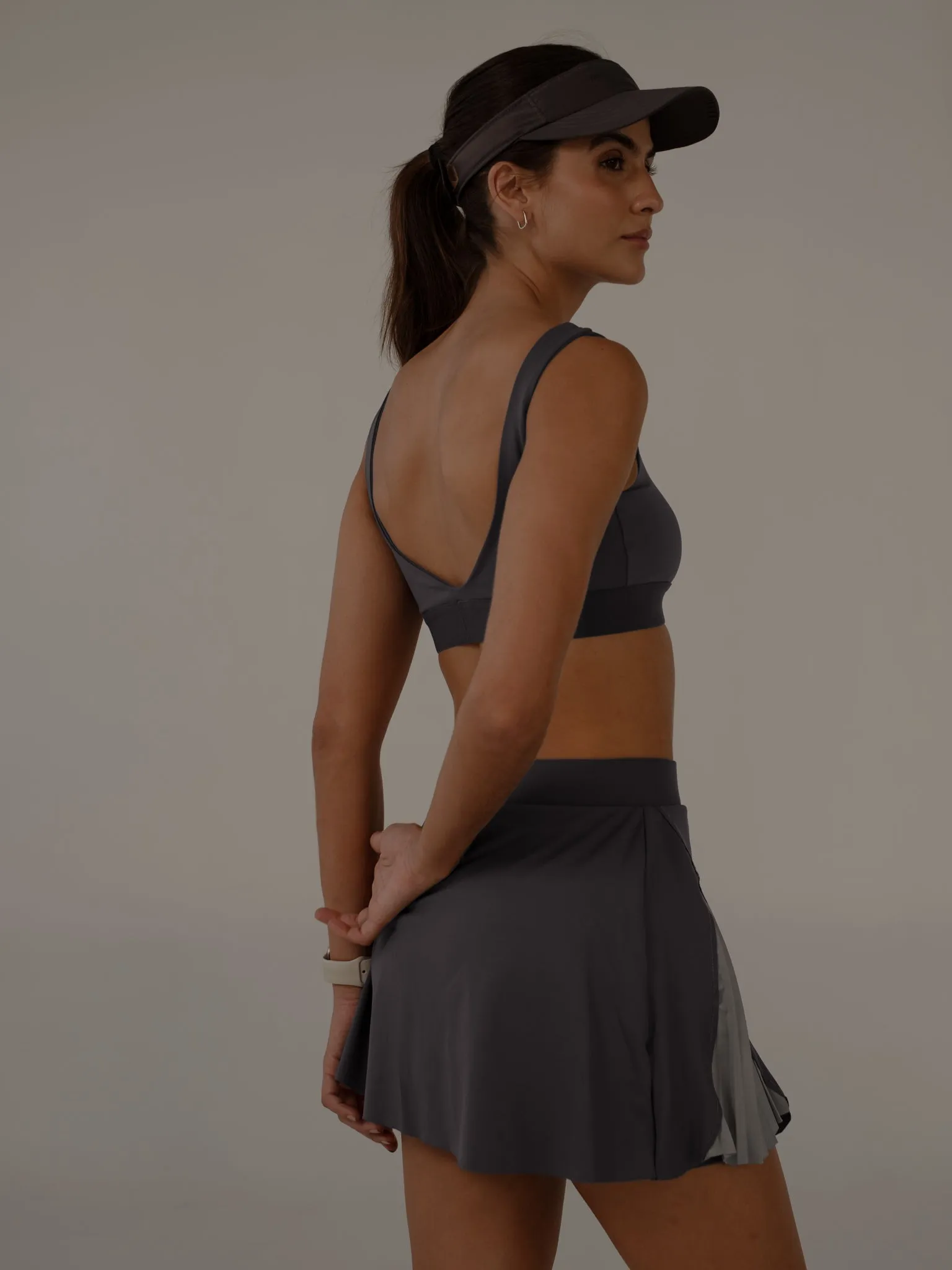 PLEATED CUT SKIRT  - COOL GRAY
