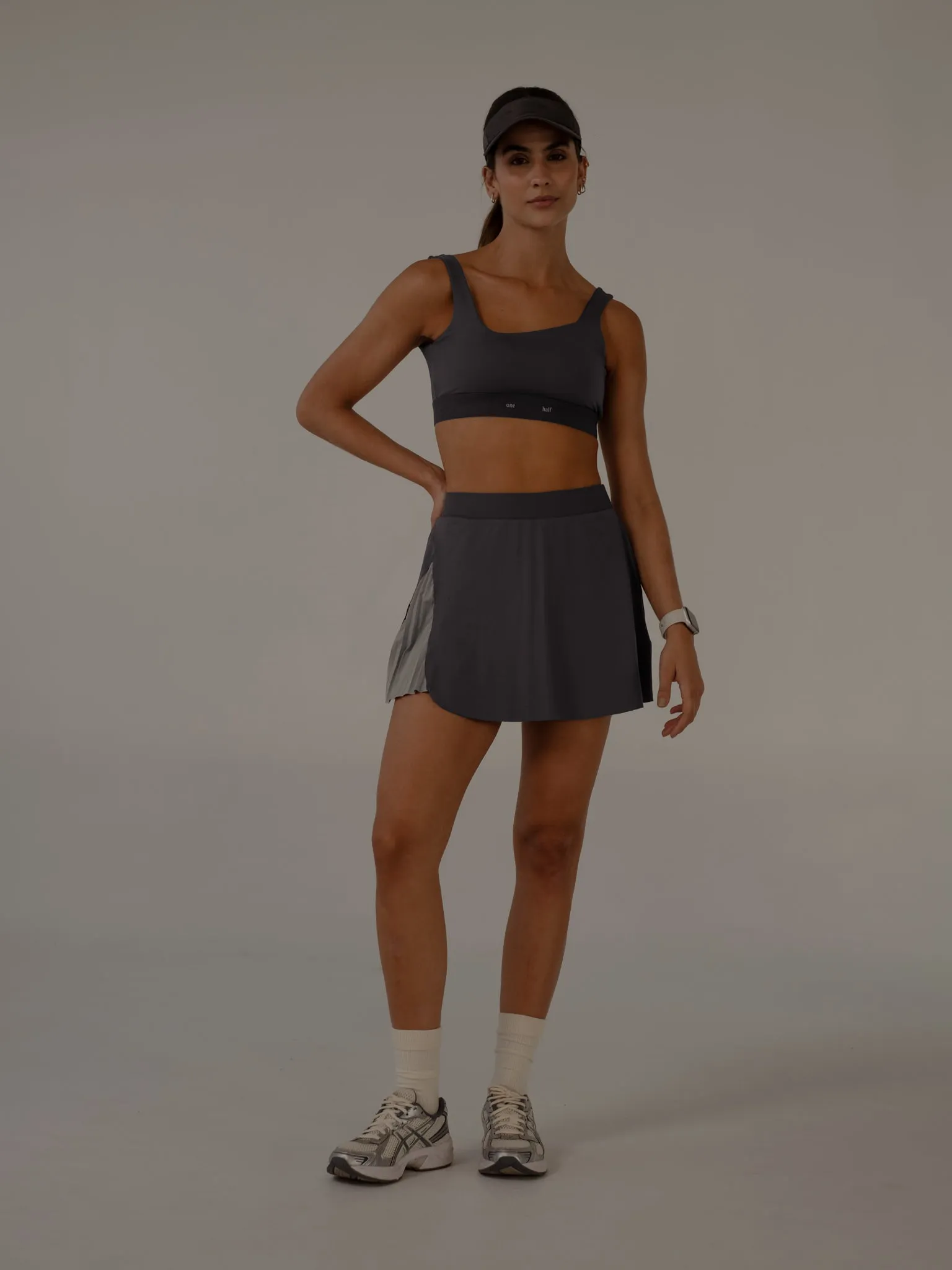 PLEATED CUT SKIRT  - COOL GRAY