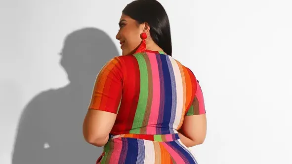 Plus Size 2-Piece Stripe Top & Wide Leg Pants Set
