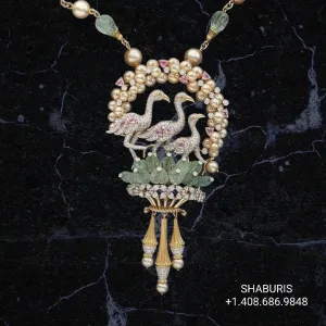 Polki set, Moissanite Jewelry indian gold jewelry designs polki bridal sets polki pendant beaded jewelry sets pearl jewelry sets - SHABURIS