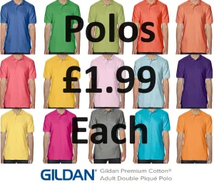 POLO X 10 GILDAN Men's Cotton Poloshirts Work or Leisure WHOLESALE JOB LOT Small