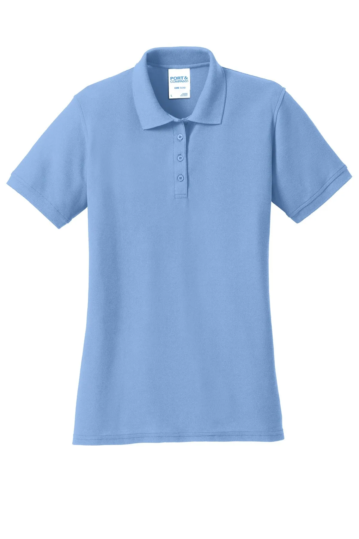 Port & Company Women's Core Blend Pique Polo. LKP155 Light Blue