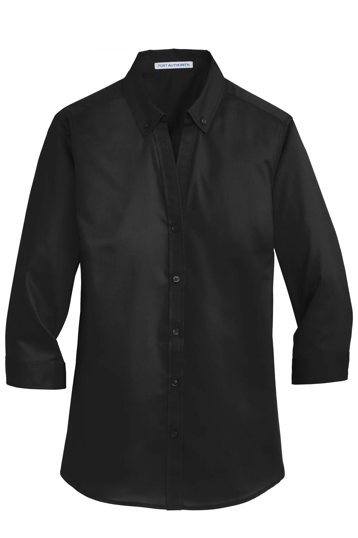 Port Authority Women's 3/4-Sleeve SuperPro Twill Shirt. L665 Black