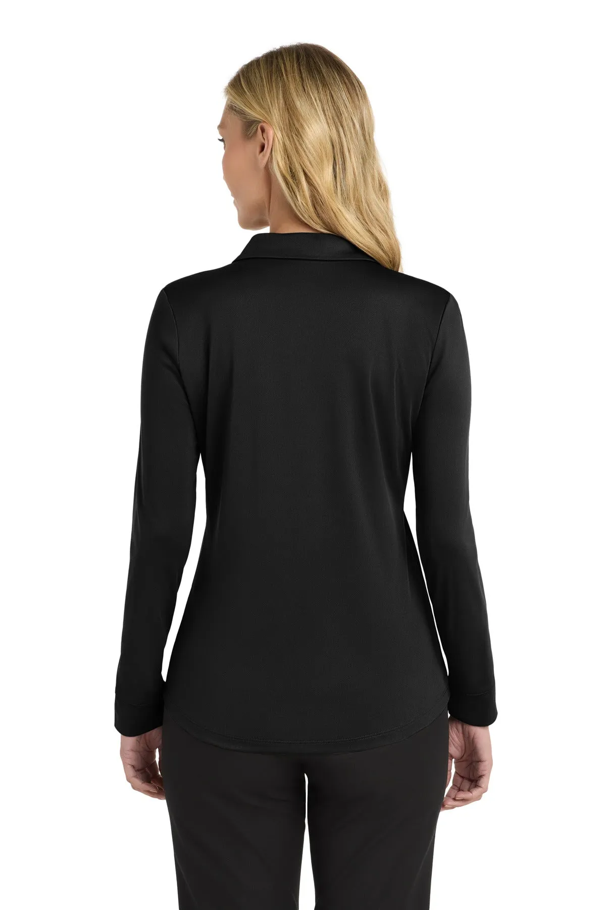 Port Authority  Women's Silk Touch   Performance Long Sleeve Polo. L540LS Black