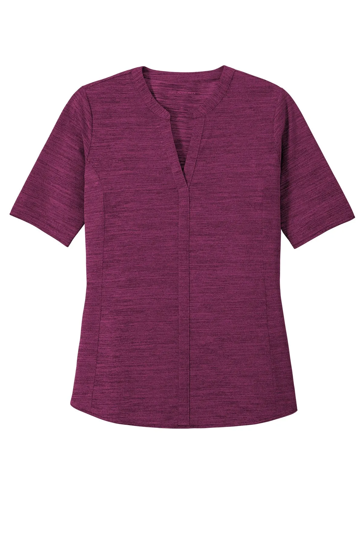 Port Authority  Women's Stretch Heather Open Neck Top  LK583 Violet Purple/ Black