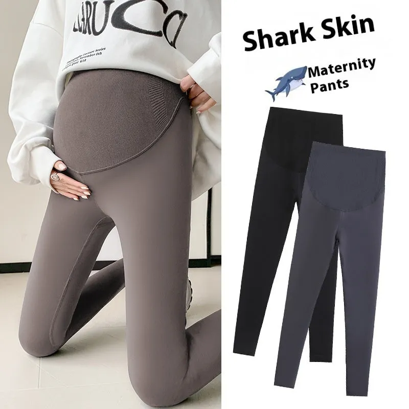 Pregnant Women's Honeycomb Stretch Belly Support Shark Skin Leggings