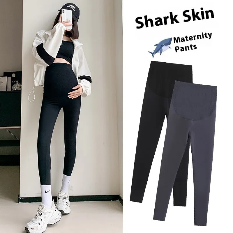 Pregnant Women's Honeycomb Stretch Belly Support Shark Skin Leggings