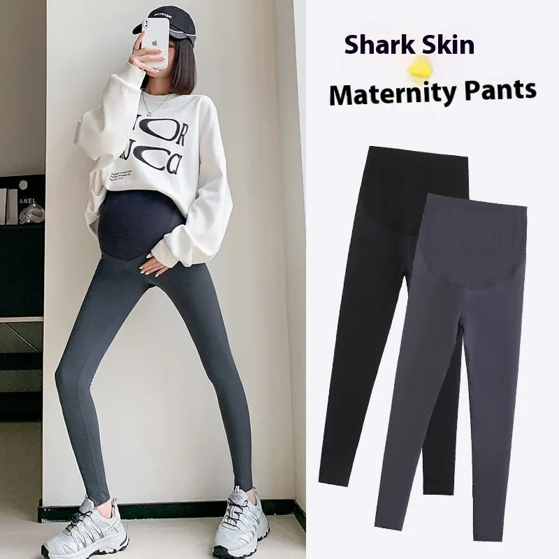 Pregnant Women's Honeycomb Stretch Belly Support Shark Skin Leggings
