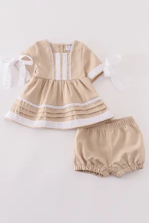 Premium Sand Lace Ruffle Baby Set