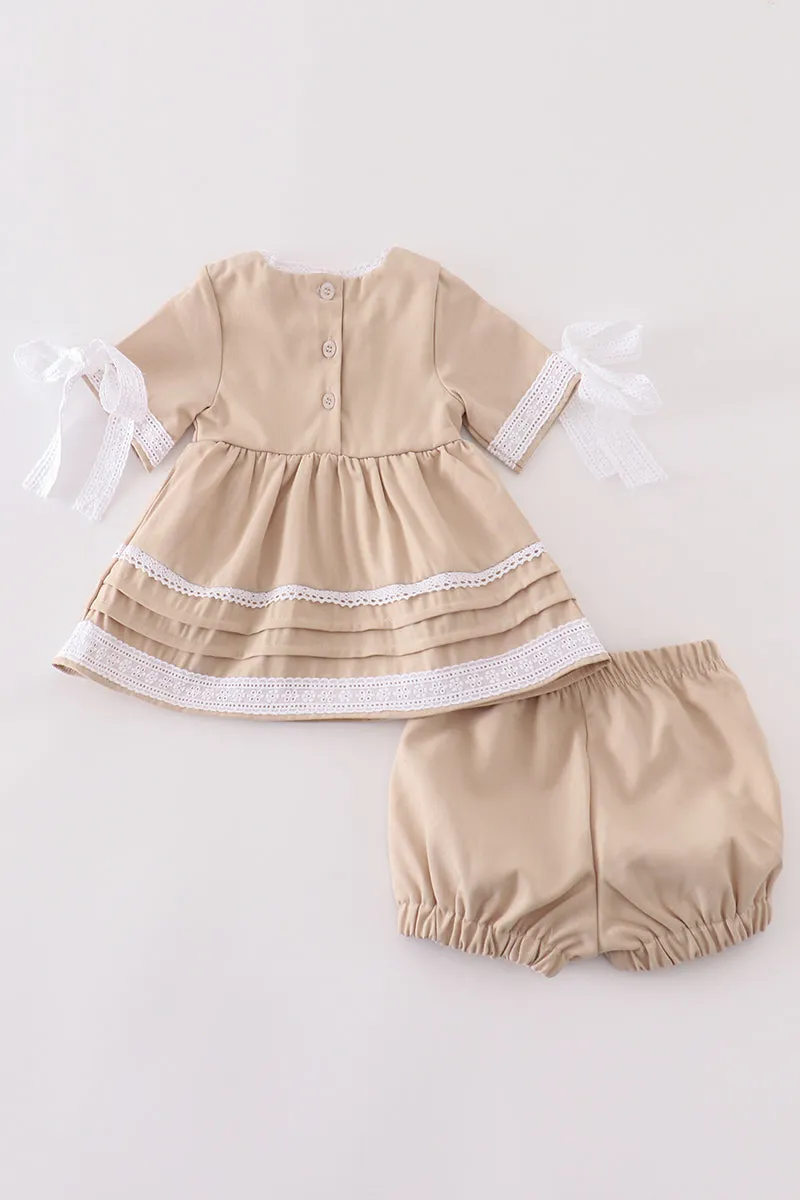 Premium Sand Lace Ruffle Baby Set