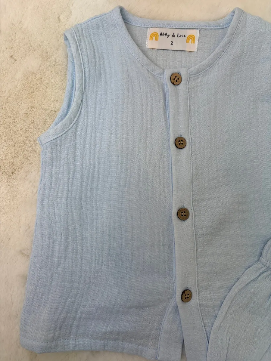 Premium Sky Muslin Boy Shorts Set