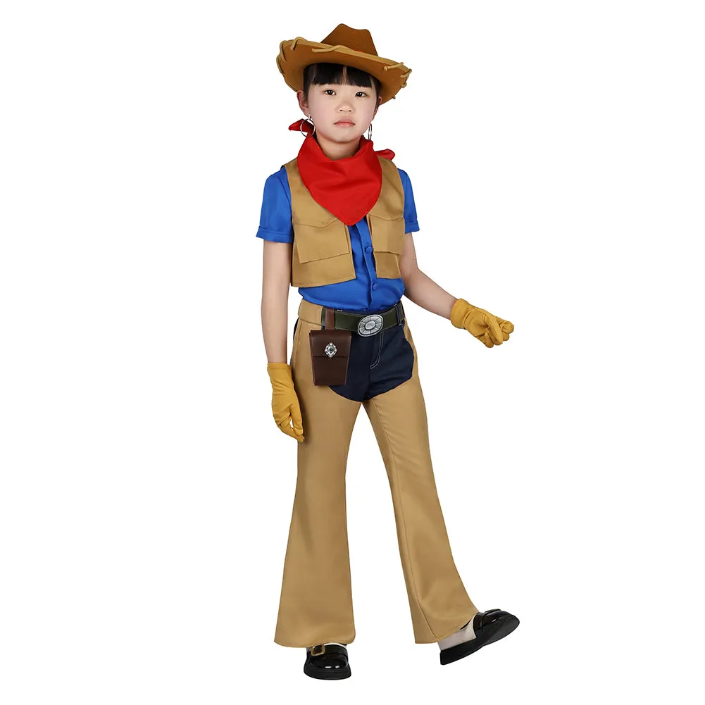 Princess Peach: Showtime! Cowgirl Peach Kids Children Cosplay Costume Outfits Halloween Carnival Suit