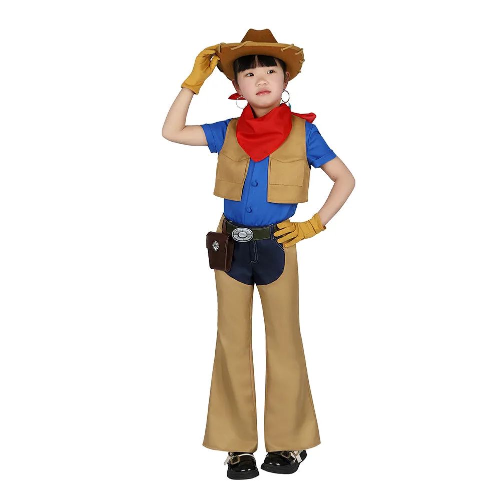 Princess Peach: Showtime! Cowgirl Peach Kids Children Cosplay Costume Outfits Halloween Carnival Suit