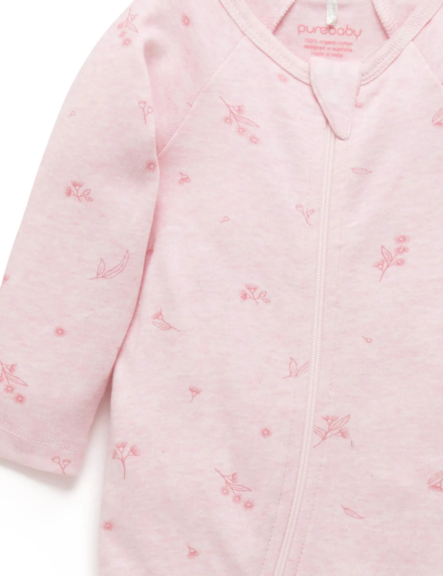 Purebaby Organic Growsuit & Headband Set - Pink Blossom