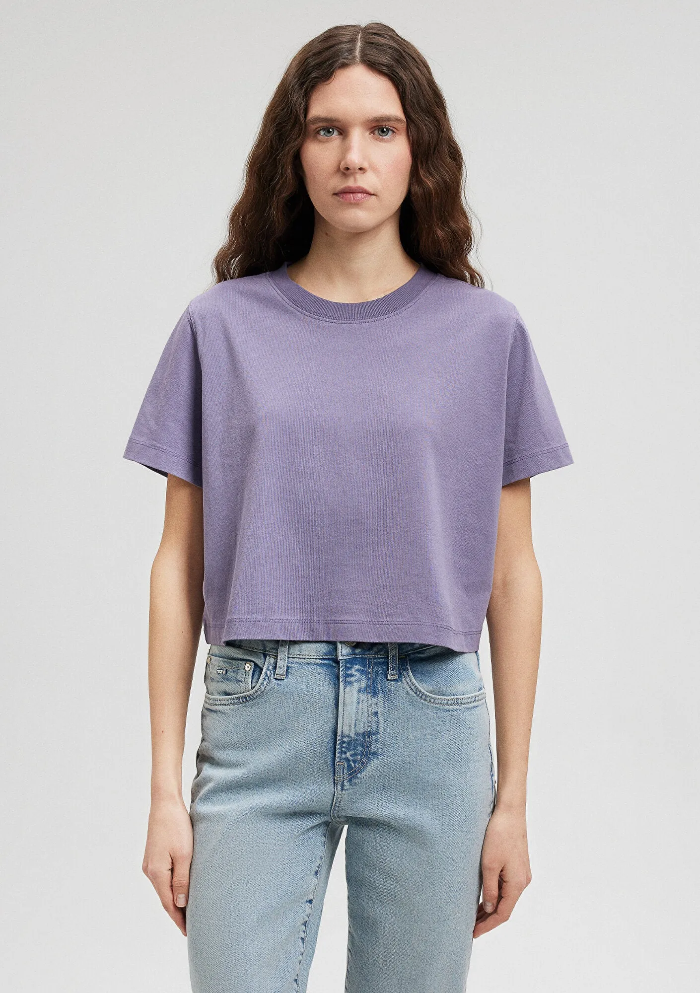 Purple Crop Basic T-Shirt