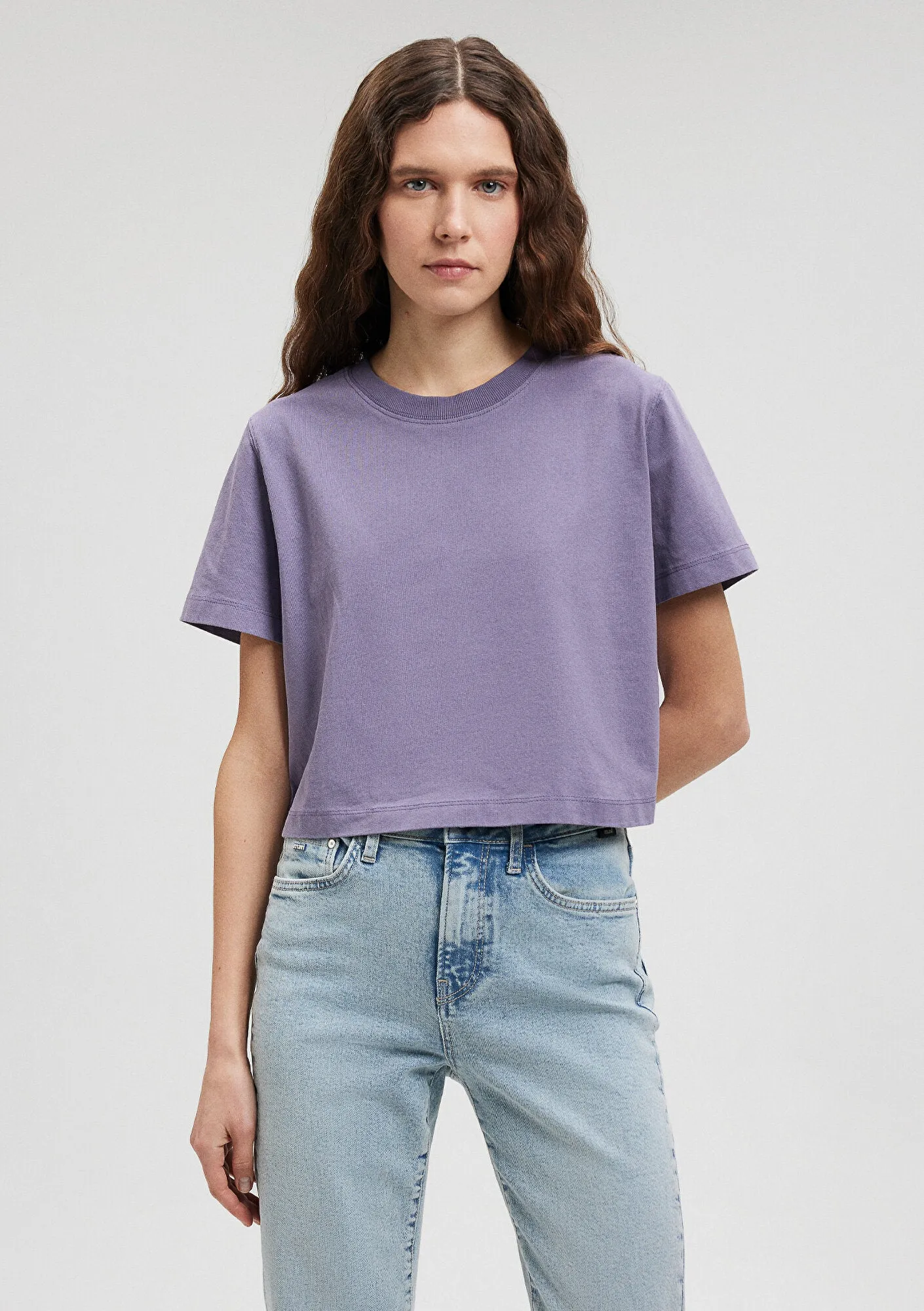 Purple Crop Basic T-Shirt