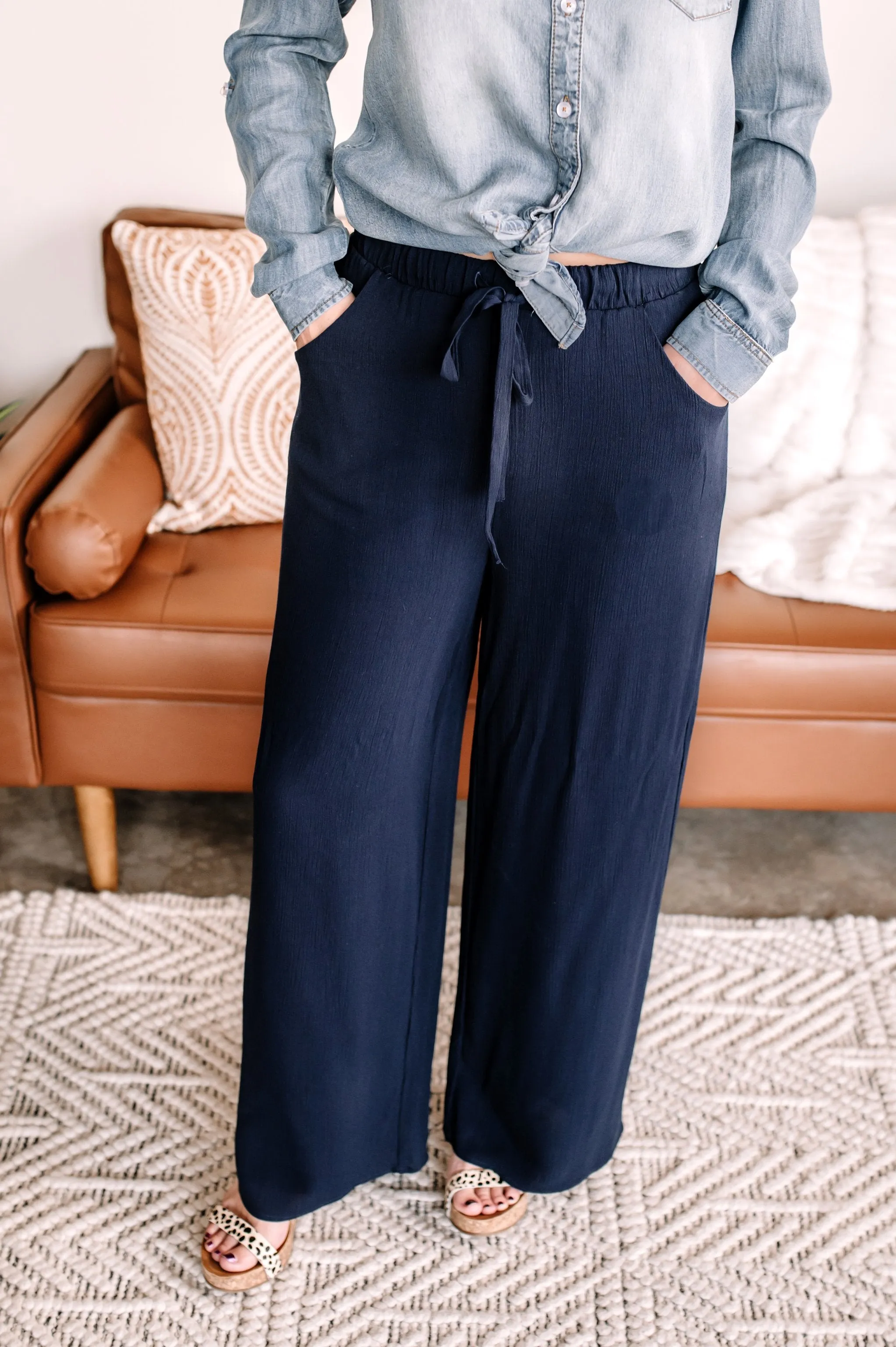 Quick On The Drawstring Dress Pants In Navy