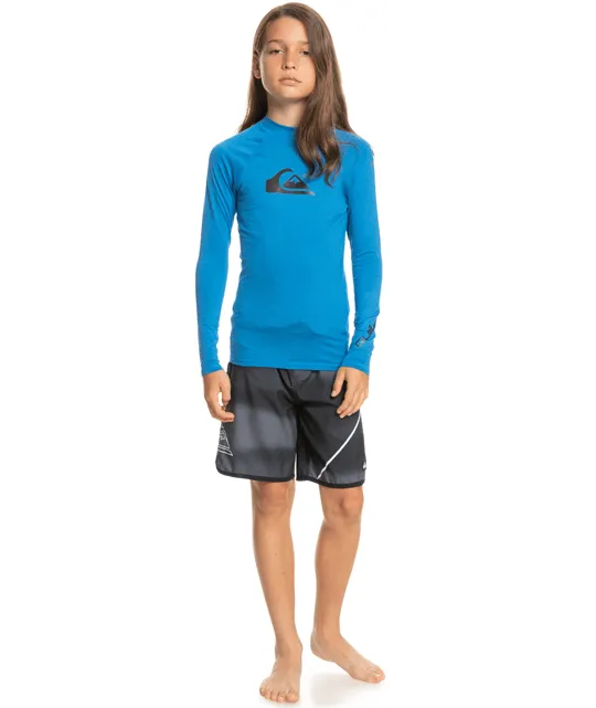 Quiksilver “All Time” Long Sleeved Rashguard in Bright Blue: Size 8 to 16 Years