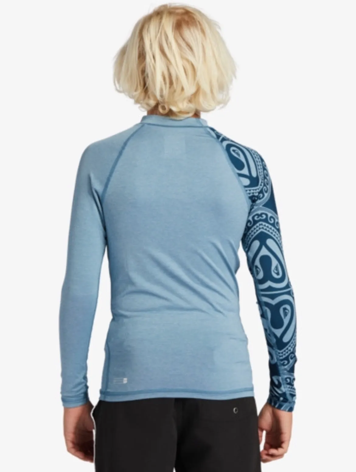 Quiksilver “Solid Streak” Long Sleeved Rashguard in Steel Blue: Size 8 to 16 Years