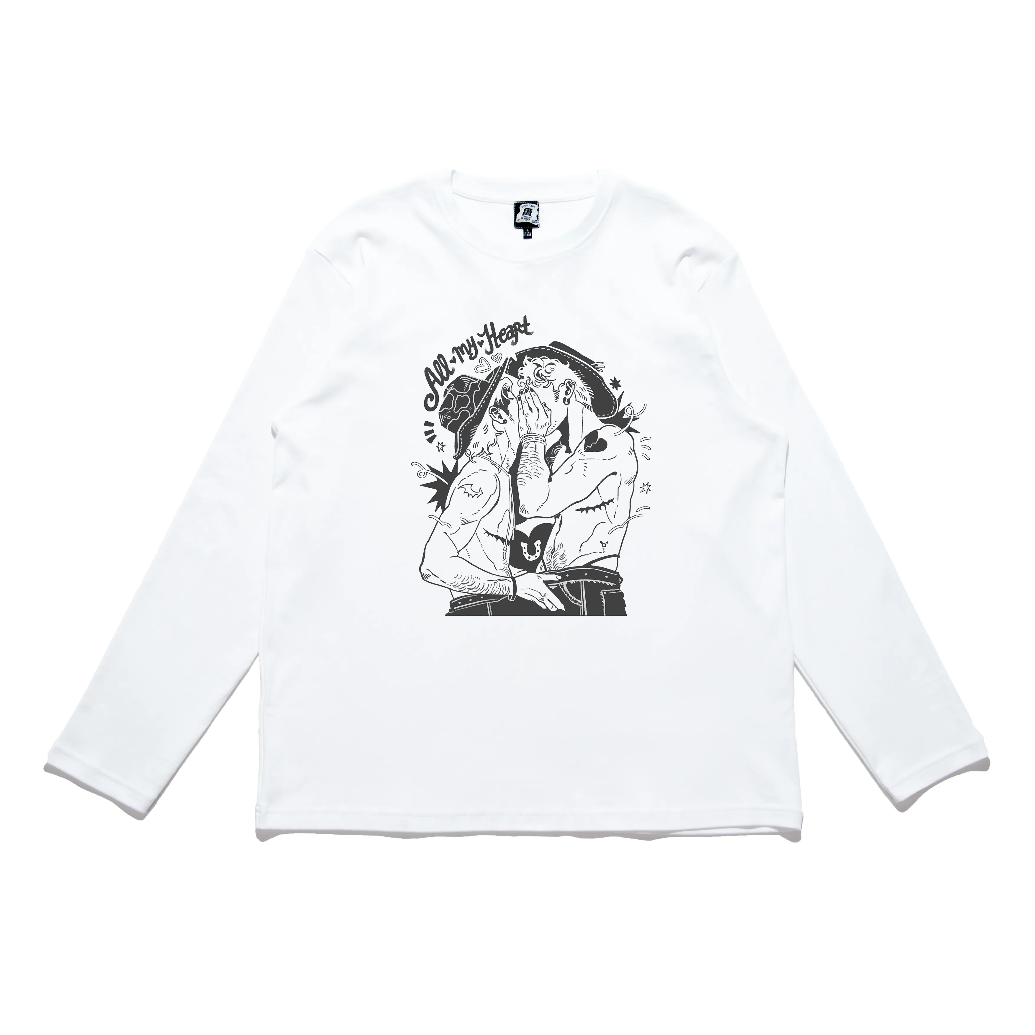"All My Heart" Cut and Sew Wide-body Long Sleeved Tee White