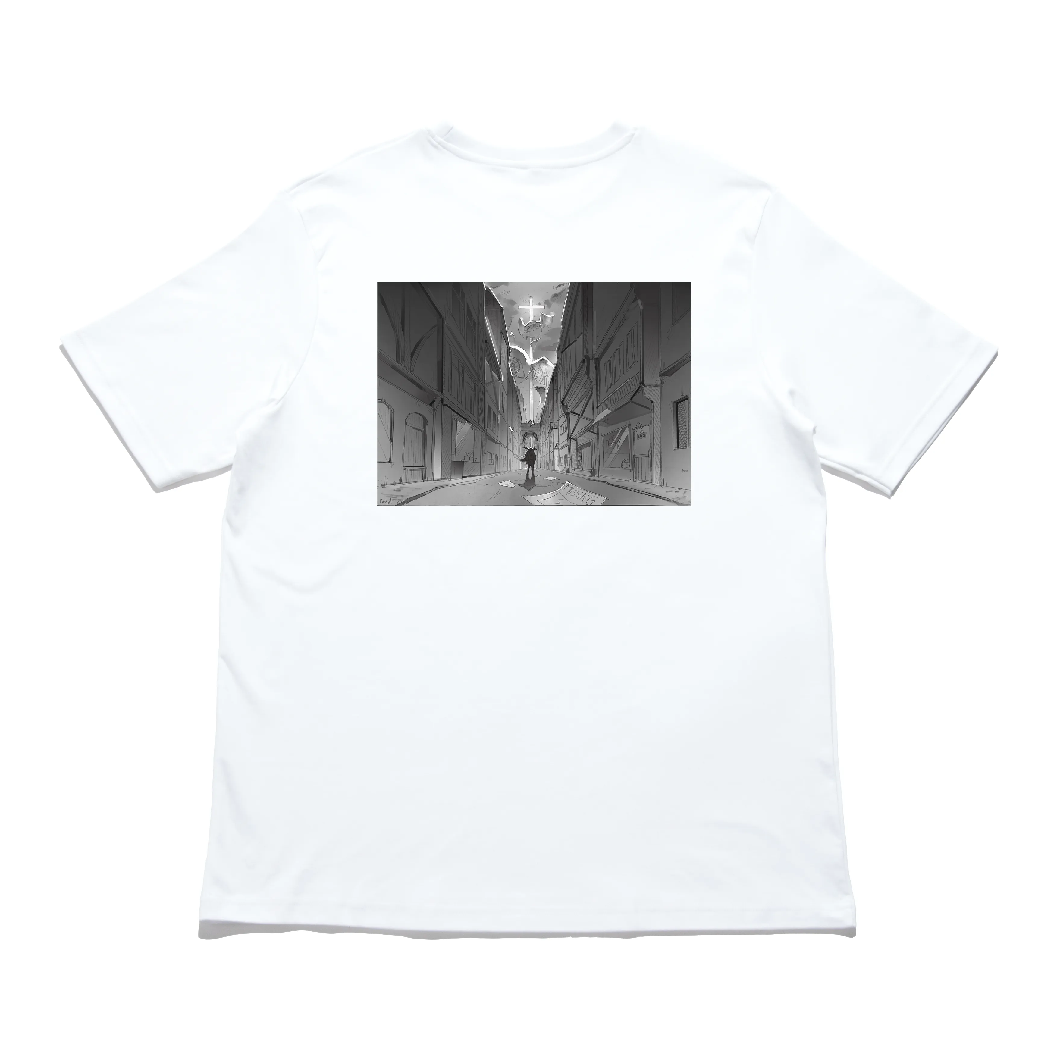 "Angel & Midnight" Cut and Sew Wide-body Tee White/Black