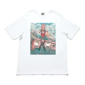 "Bird Girl" Cut and Sew Wide-body Tee White/Black