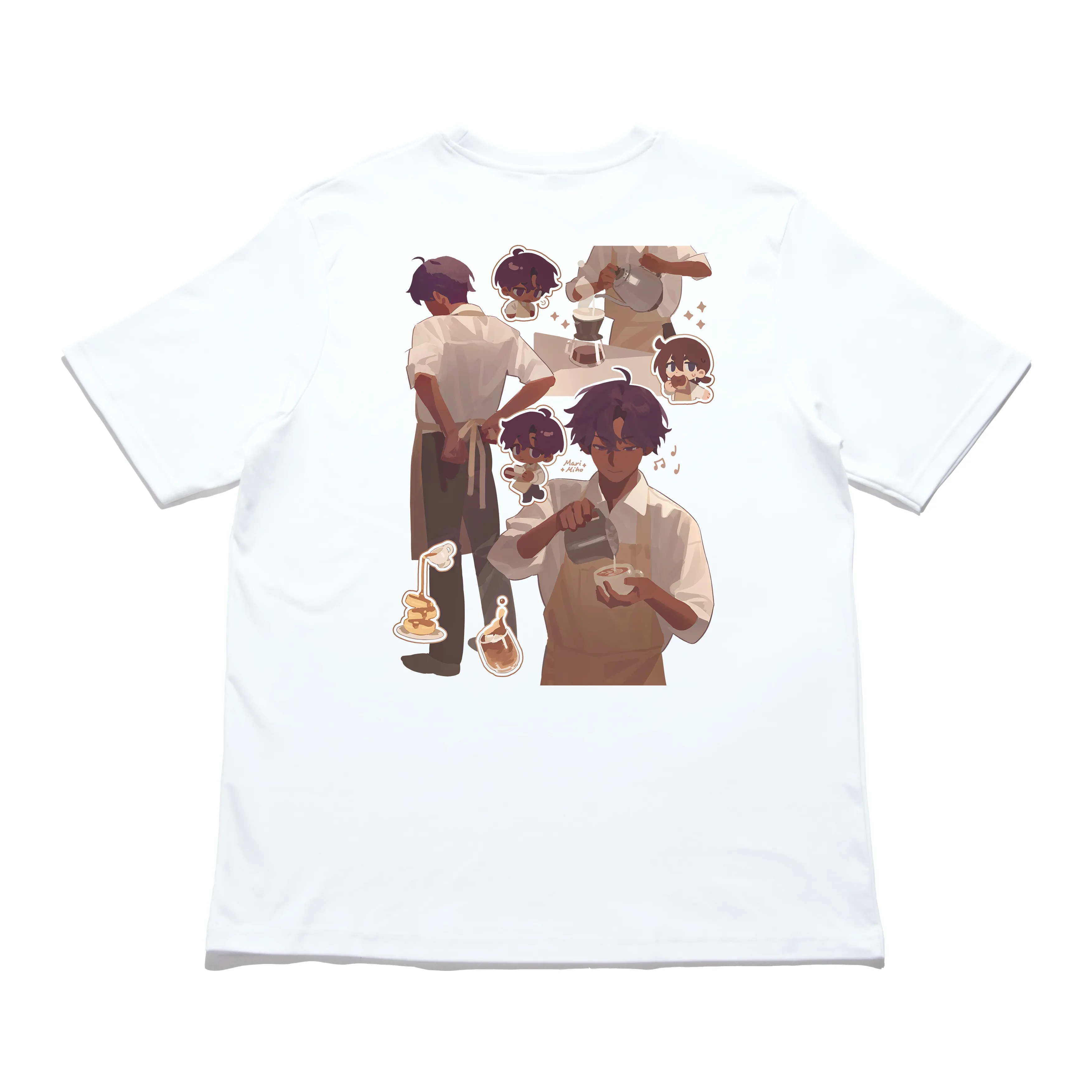 "Coffee" Cut and Sew Wide-body Tee White