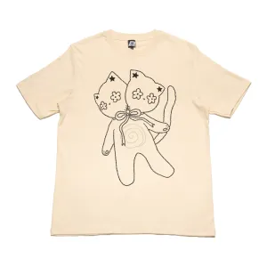 "Double Headed Kitten" Cut and Sew Wide-body Tee White/Black/Beige
