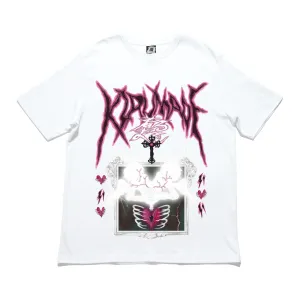 "Gothic Hearts" Cut and Sew Wide-body Tee White/Black