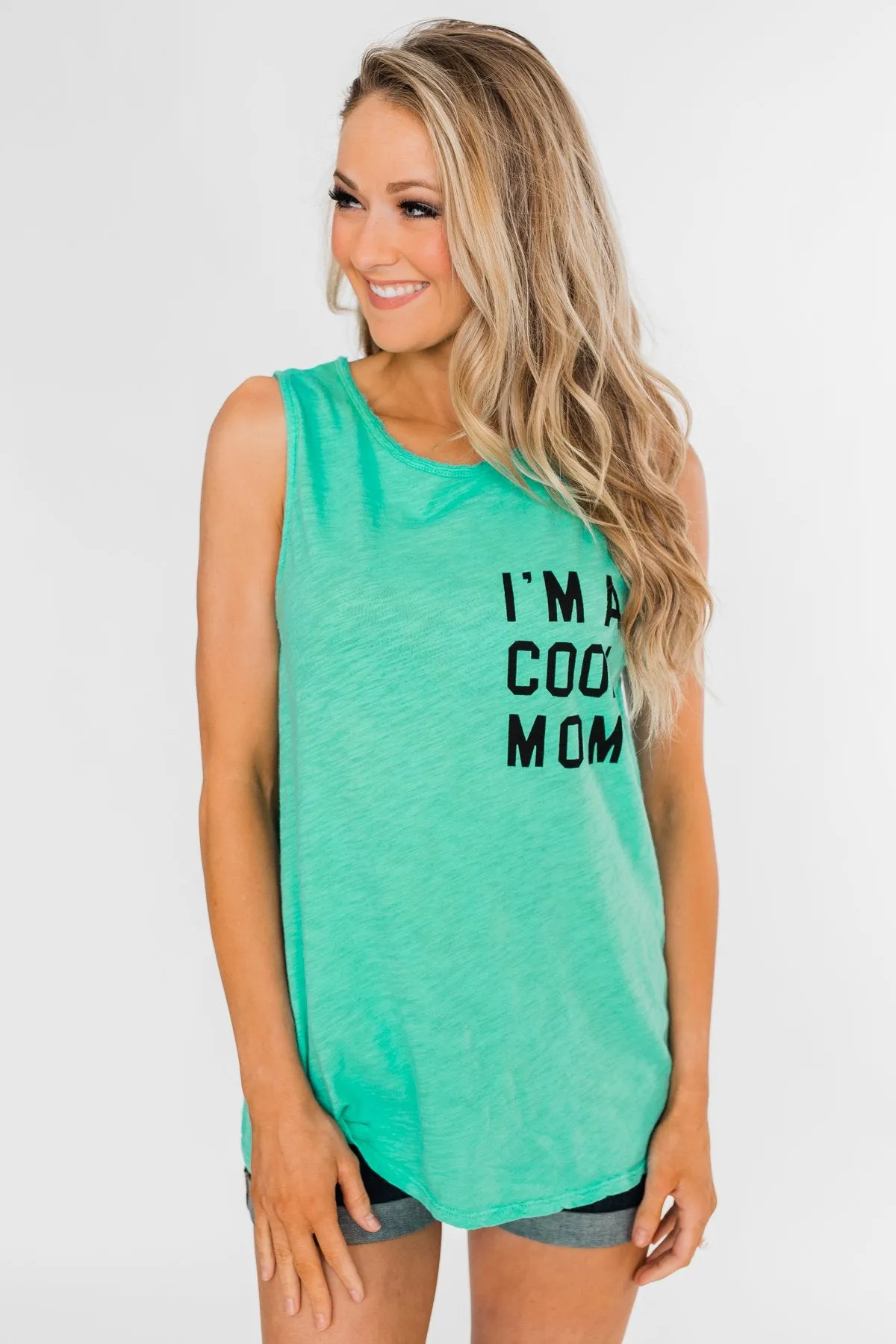 "I'm a Cool Mom" Tank Top- Bright Mint