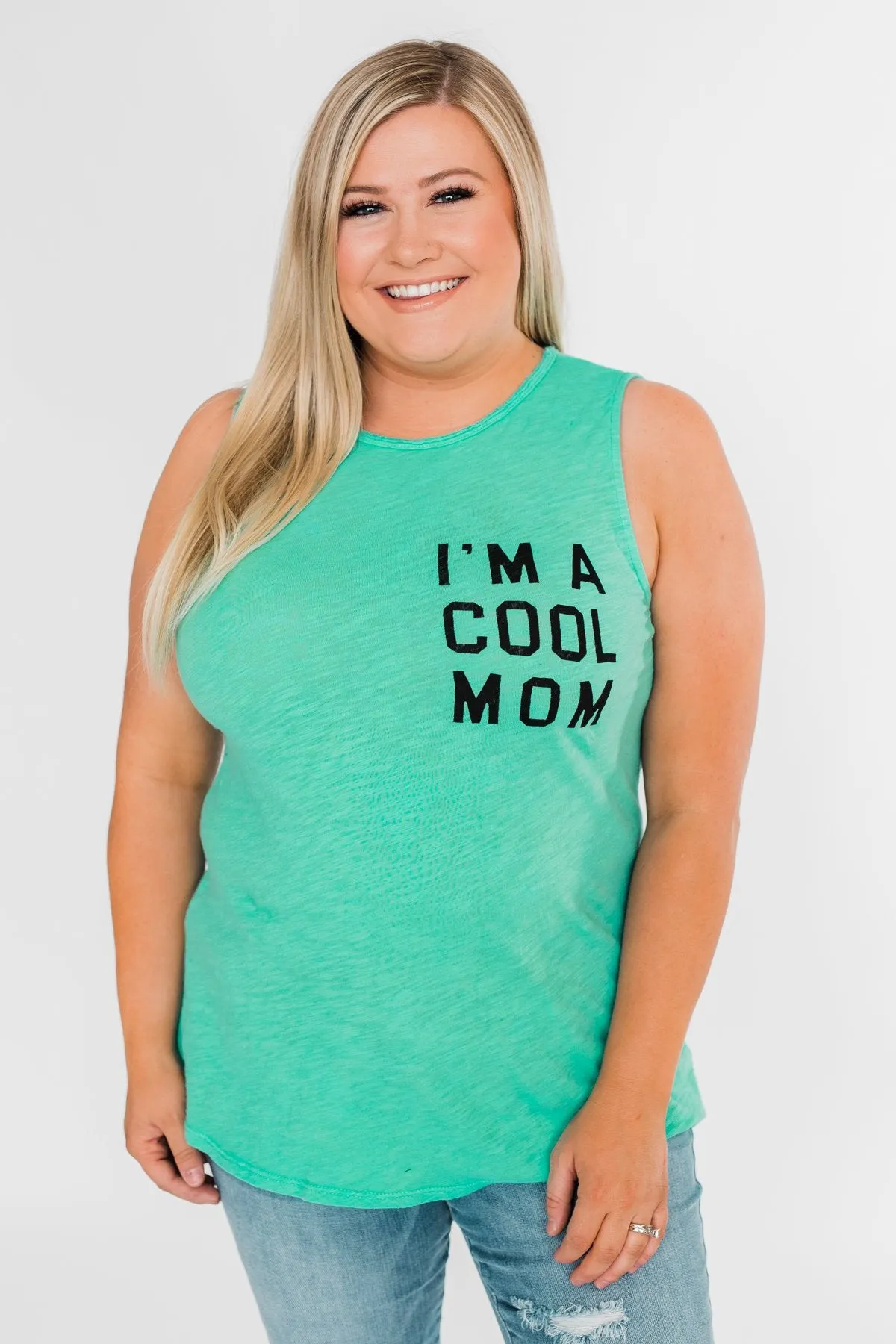 "I'm a Cool Mom" Tank Top- Bright Mint