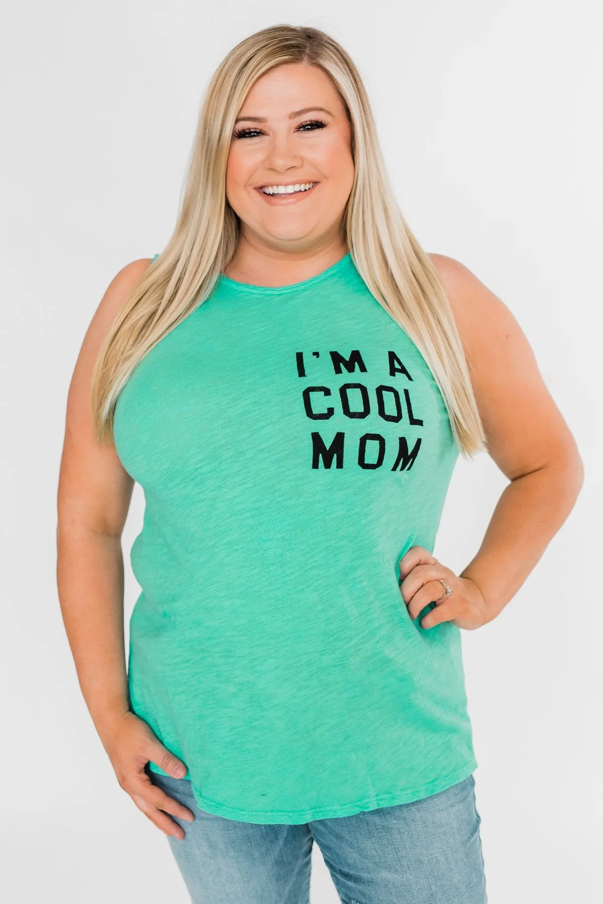 "I'm a Cool Mom" Tank Top- Bright Mint