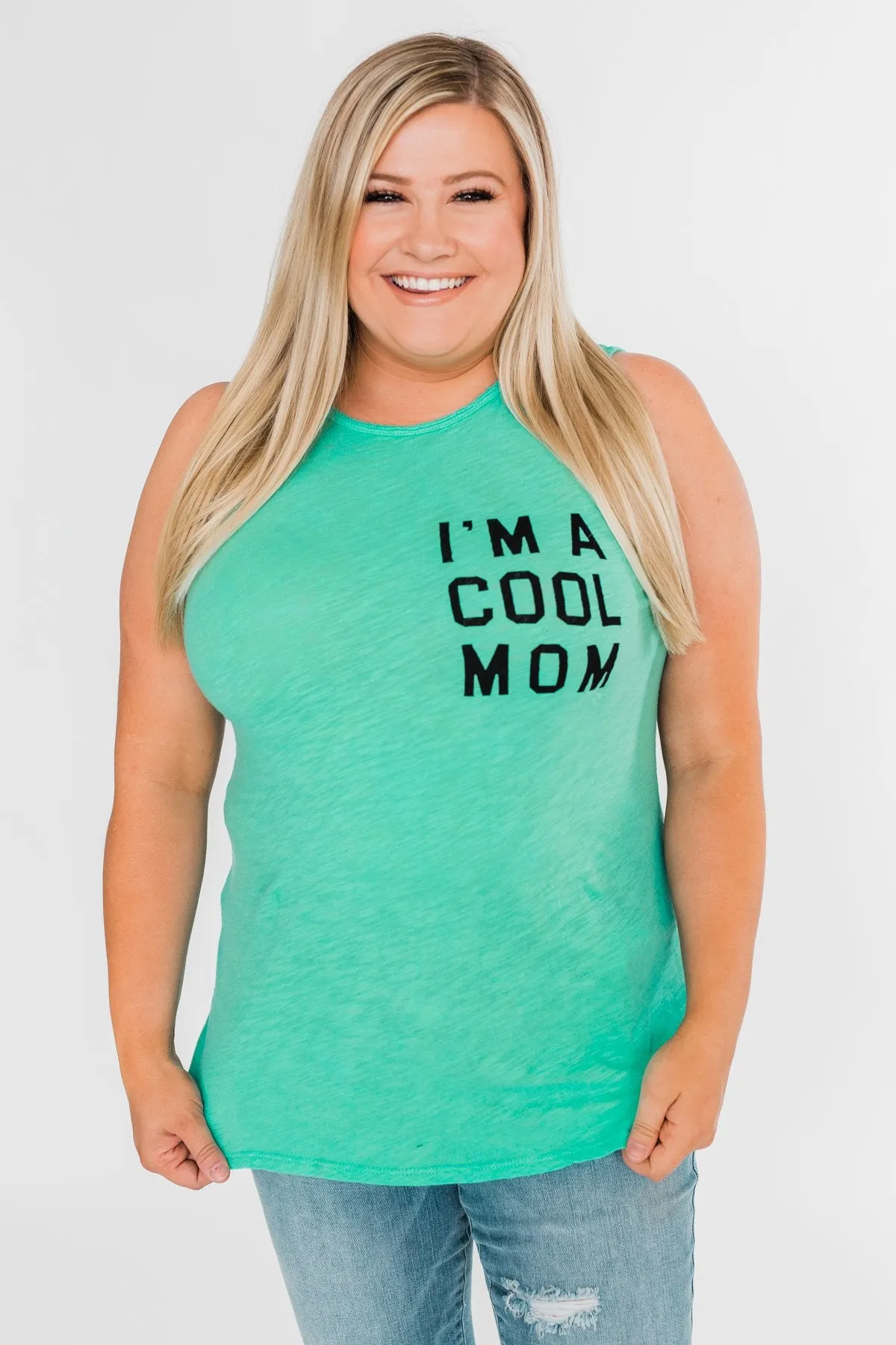 "I'm a Cool Mom" Tank Top- Bright Mint