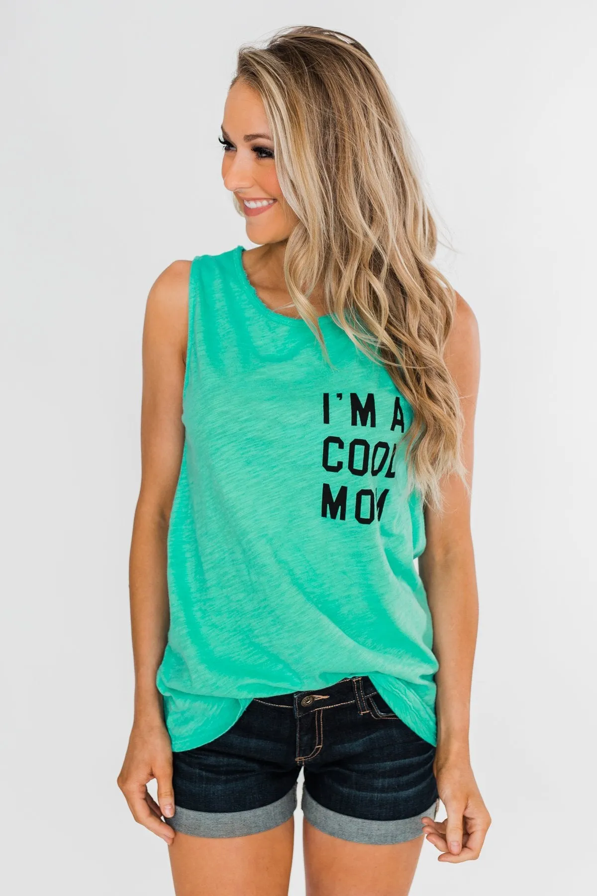"I'm a Cool Mom" Tank Top- Bright Mint