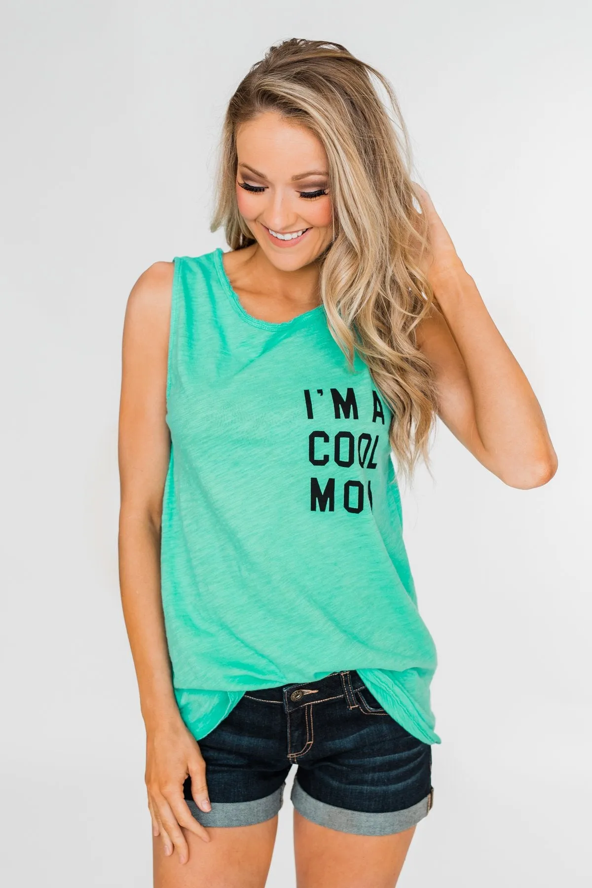 "I'm a Cool Mom" Tank Top- Bright Mint