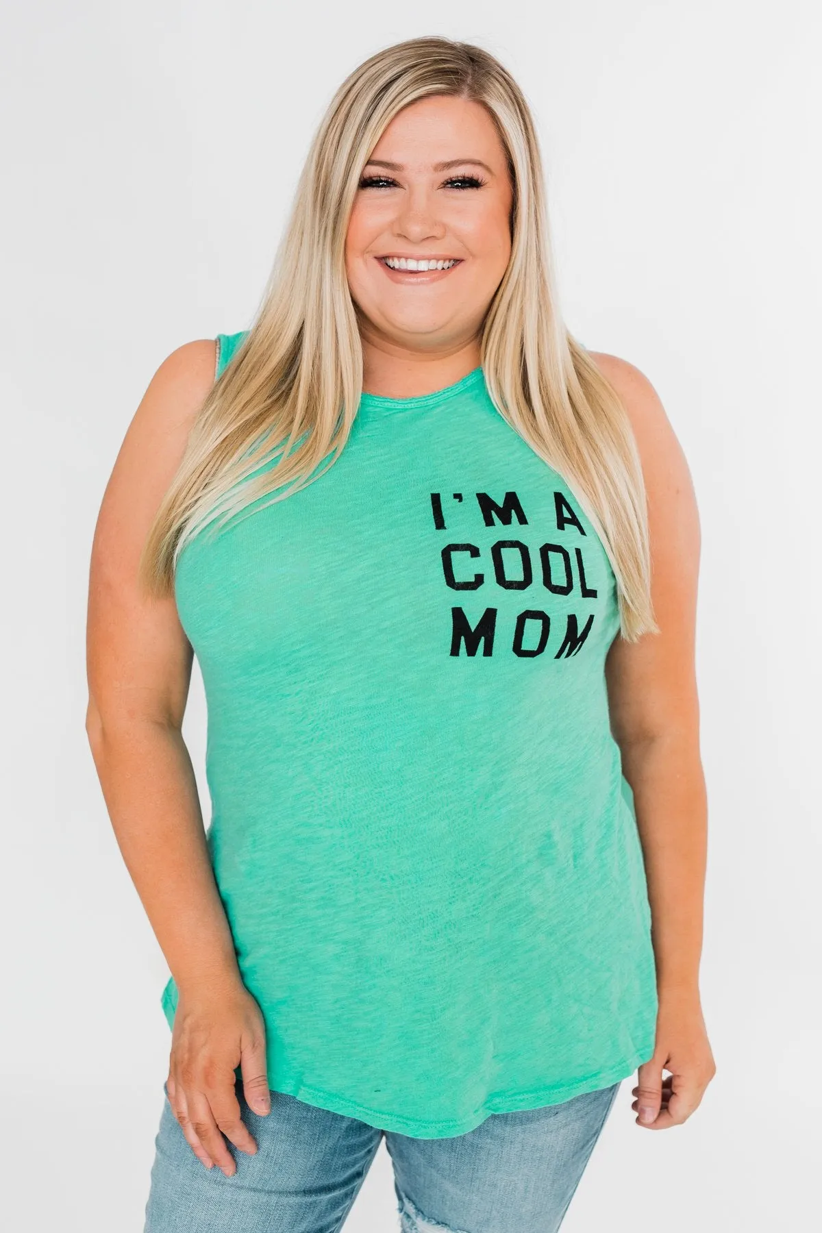 "I'm a Cool Mom" Tank Top- Bright Mint