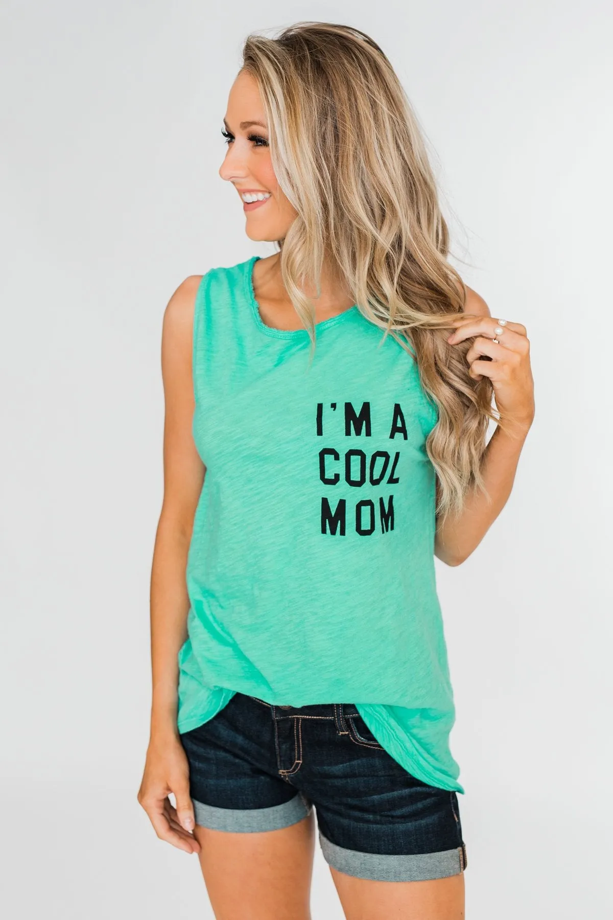 "I'm a Cool Mom" Tank Top- Bright Mint