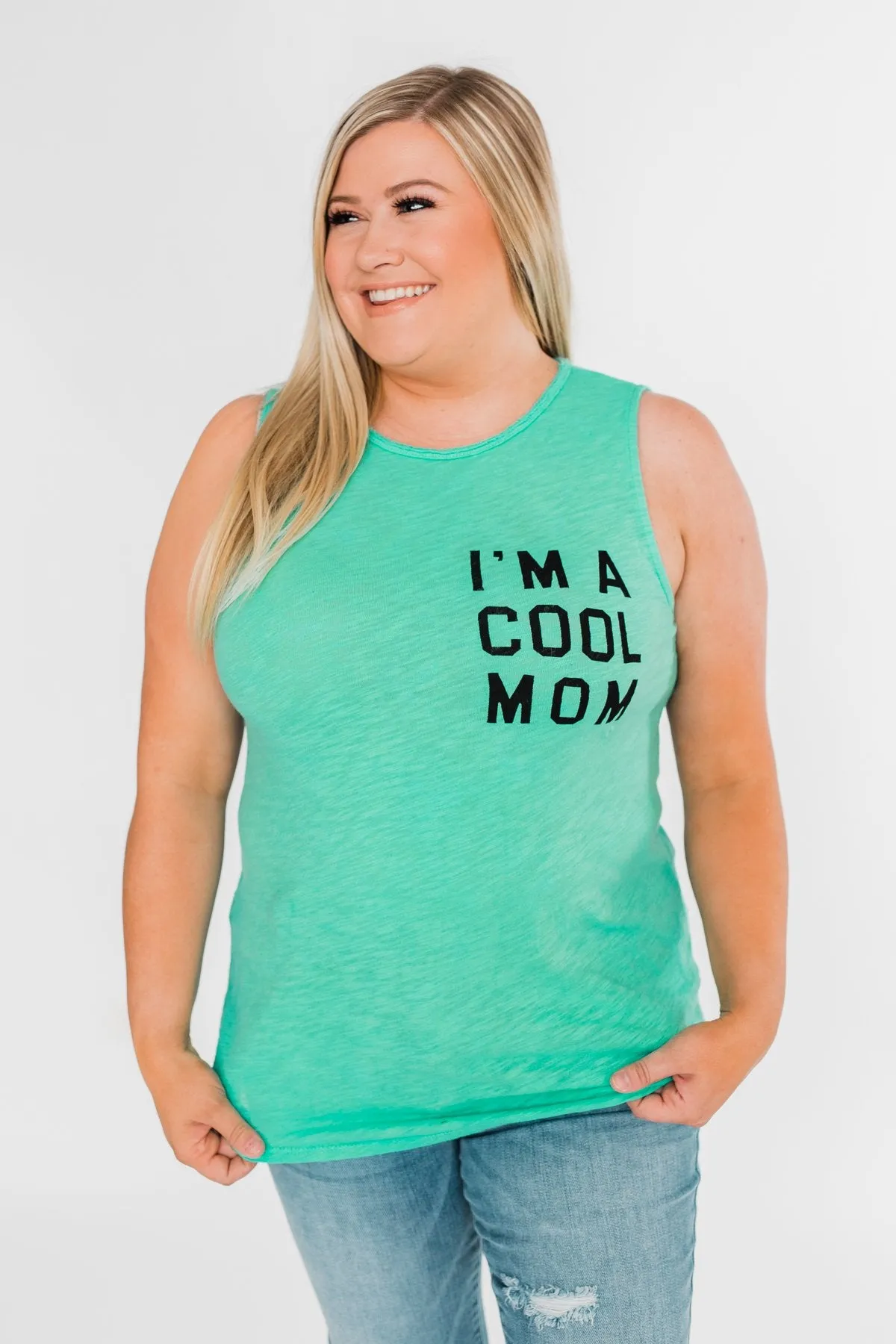 "I'm a Cool Mom" Tank Top- Bright Mint