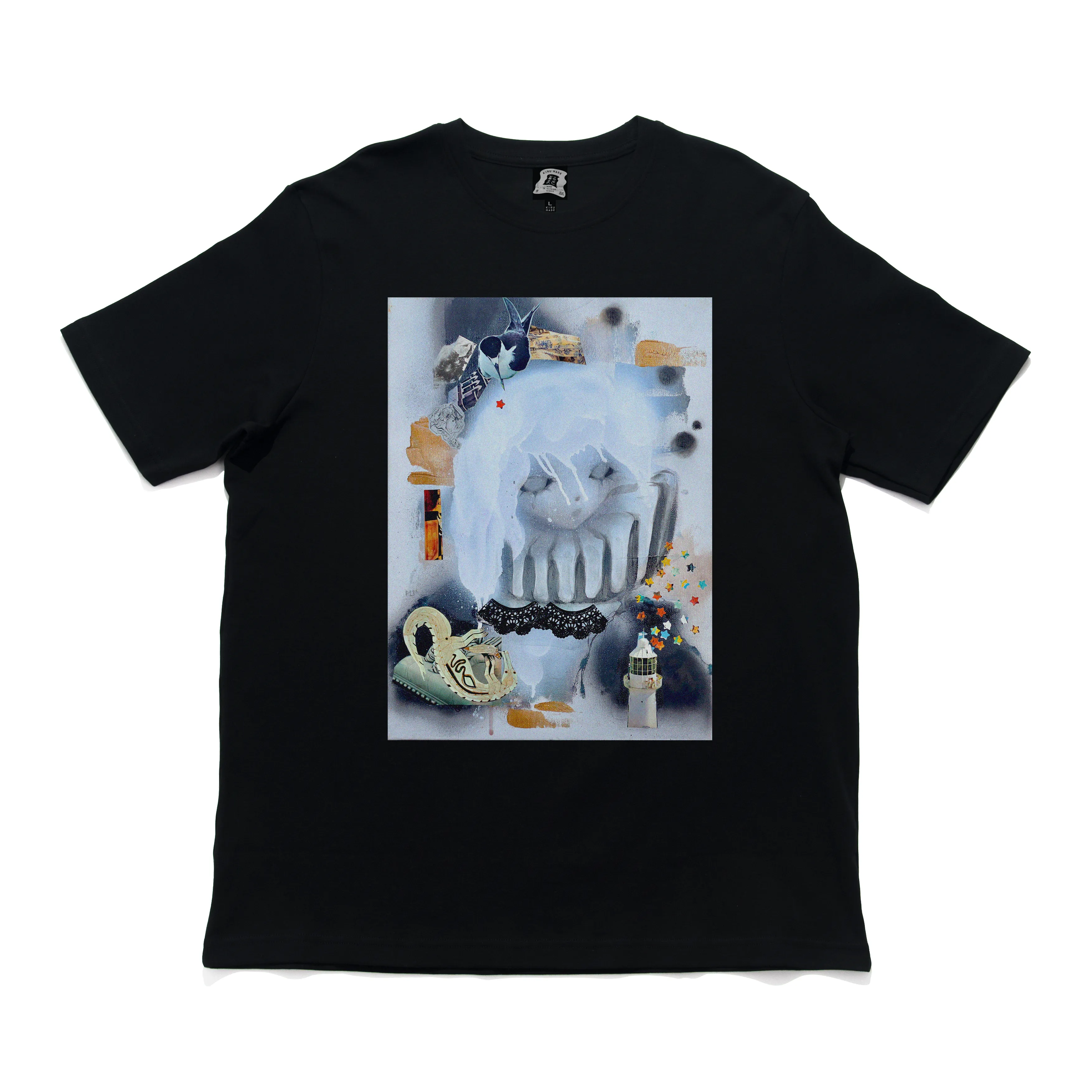 "Lanterna" Cut and Sew Wide-body Tee Black