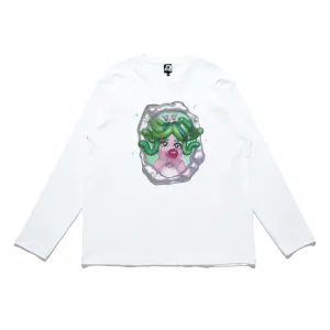 "Medusa Gorgon Cut and Sew Wide-body Long Sleeved Tee White/Black