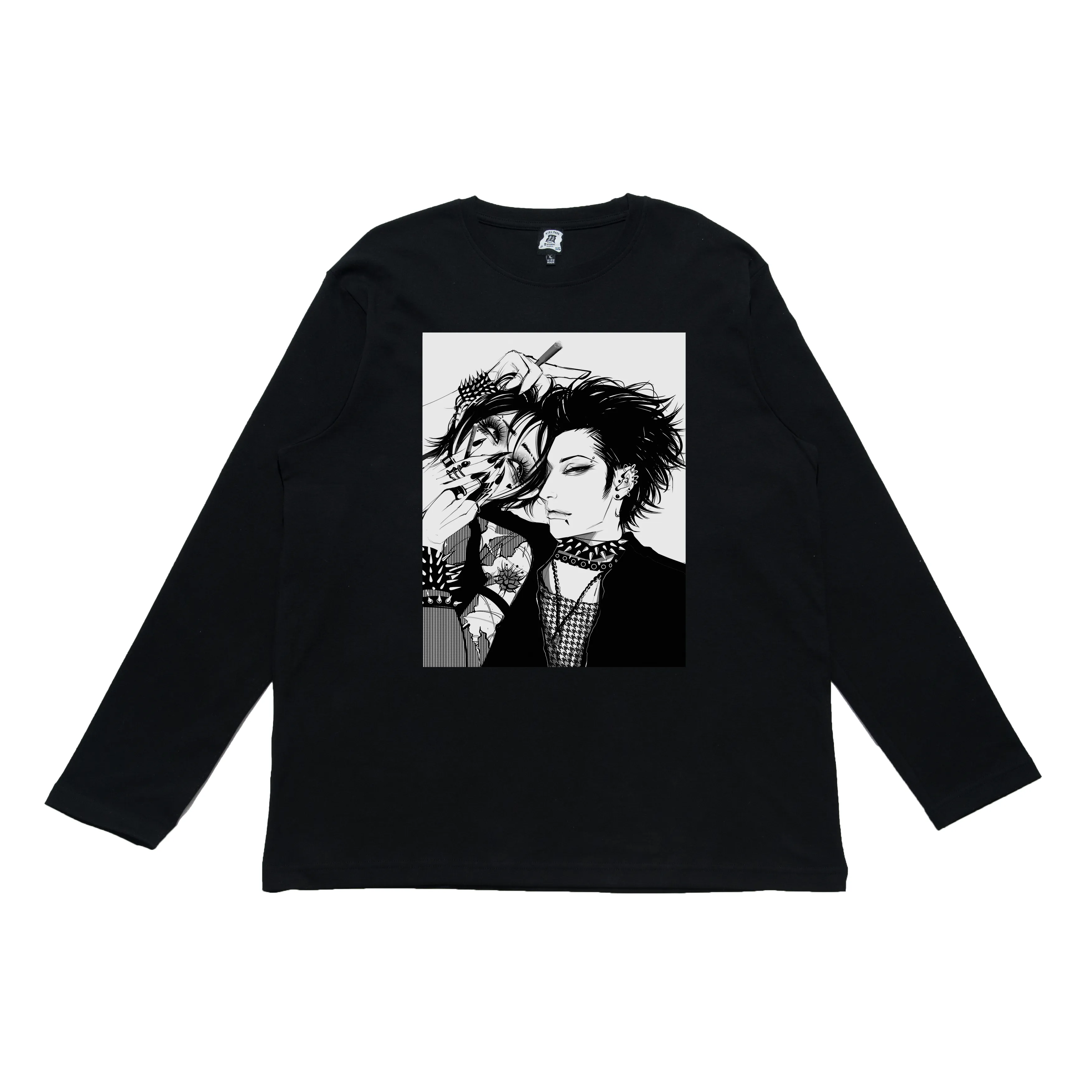 "Nanaren" Cut and Sew Wide-body Long Sleeved Tee White/Black