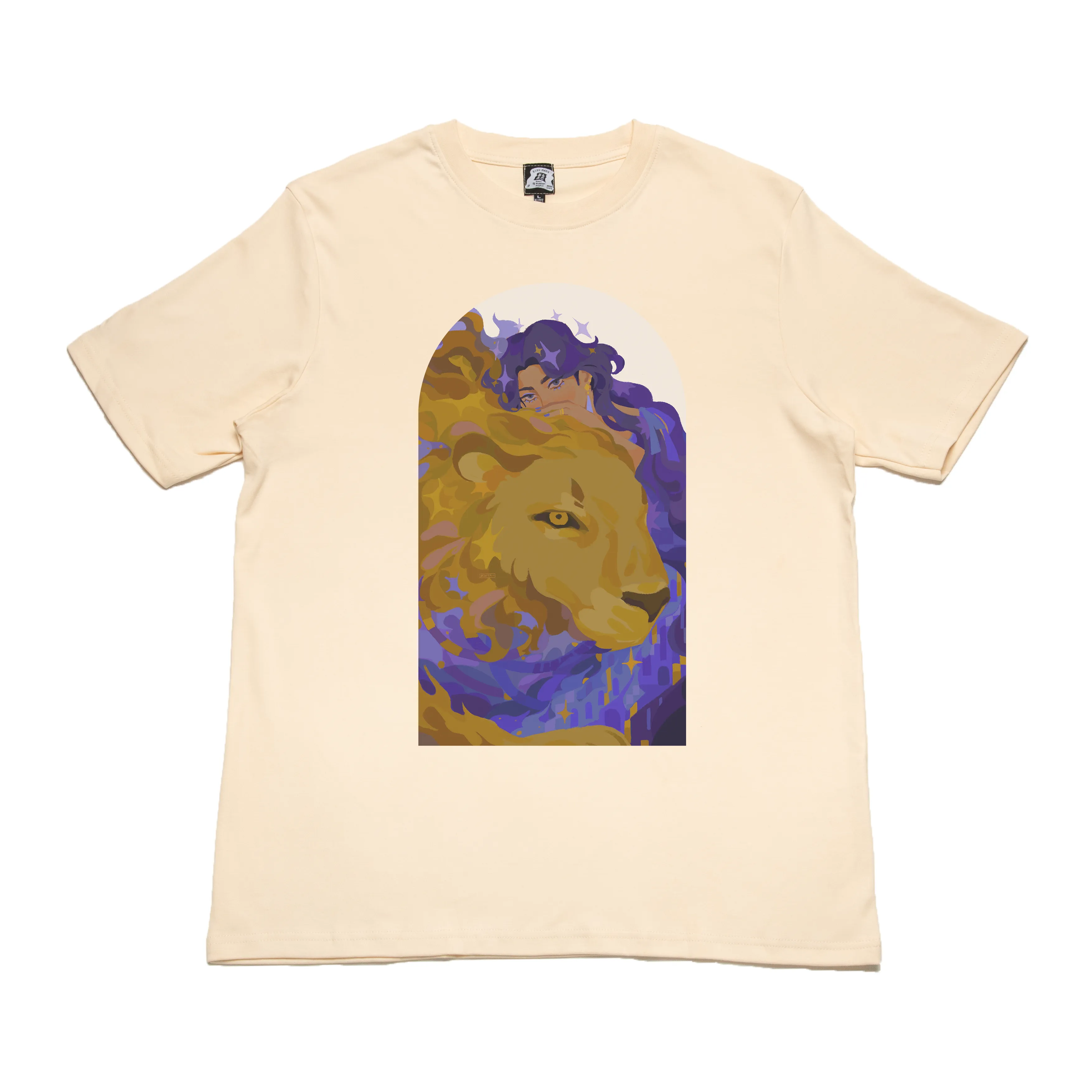 "Strength" Cut and Sew Wide-body Tee Black/Beige