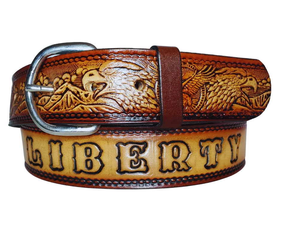 "The All American Eagle" Name Leather Belt   "Quick Ship"