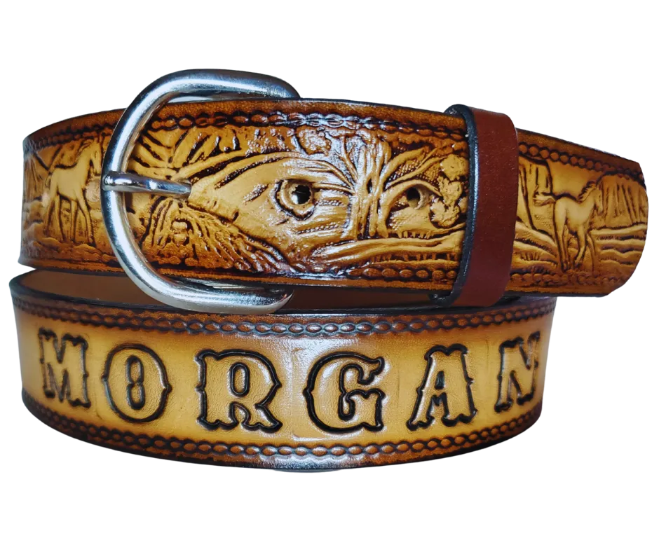 "The Stallion" Name Leather Belt  "Quick Ship"