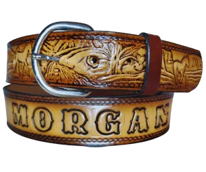 "The Stallion" Name Leather Belt  "Quick Ship"