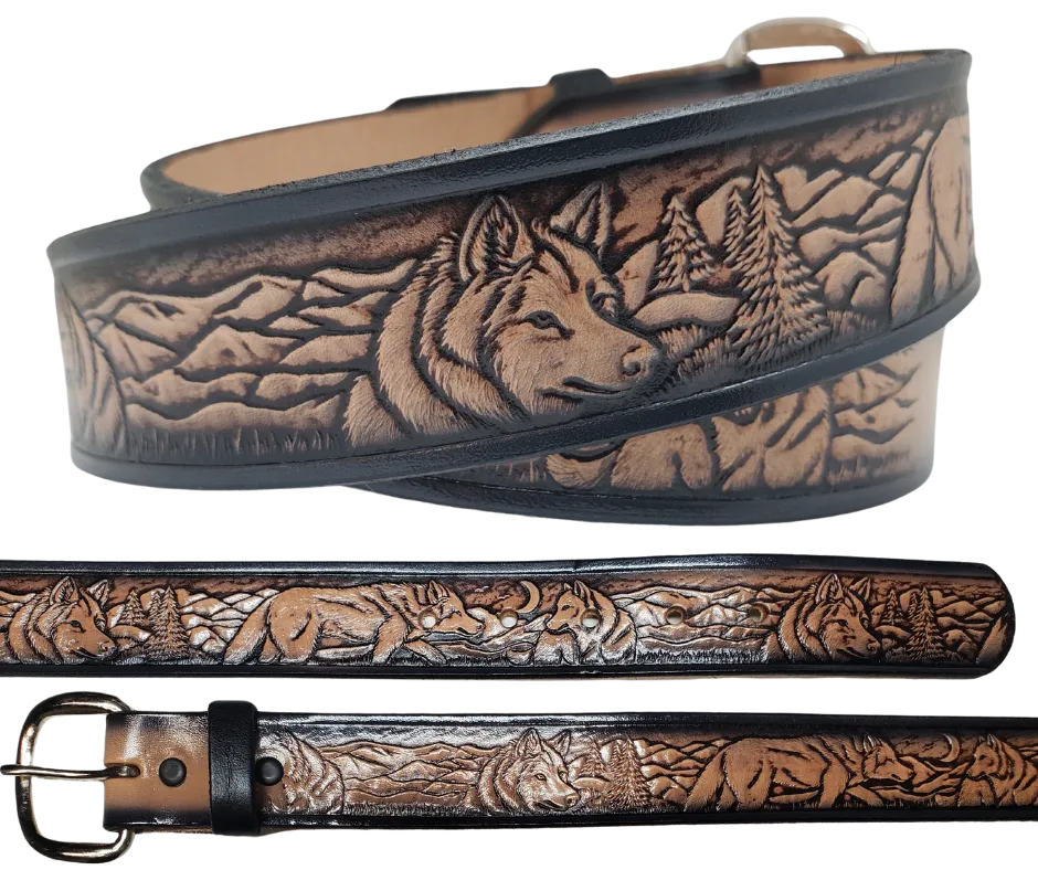 "The Wolf Pack" Name Leather Belt "Quick Ship"