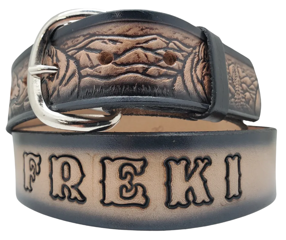 "The Wolf Pack" Name Leather Belt "Quick Ship"