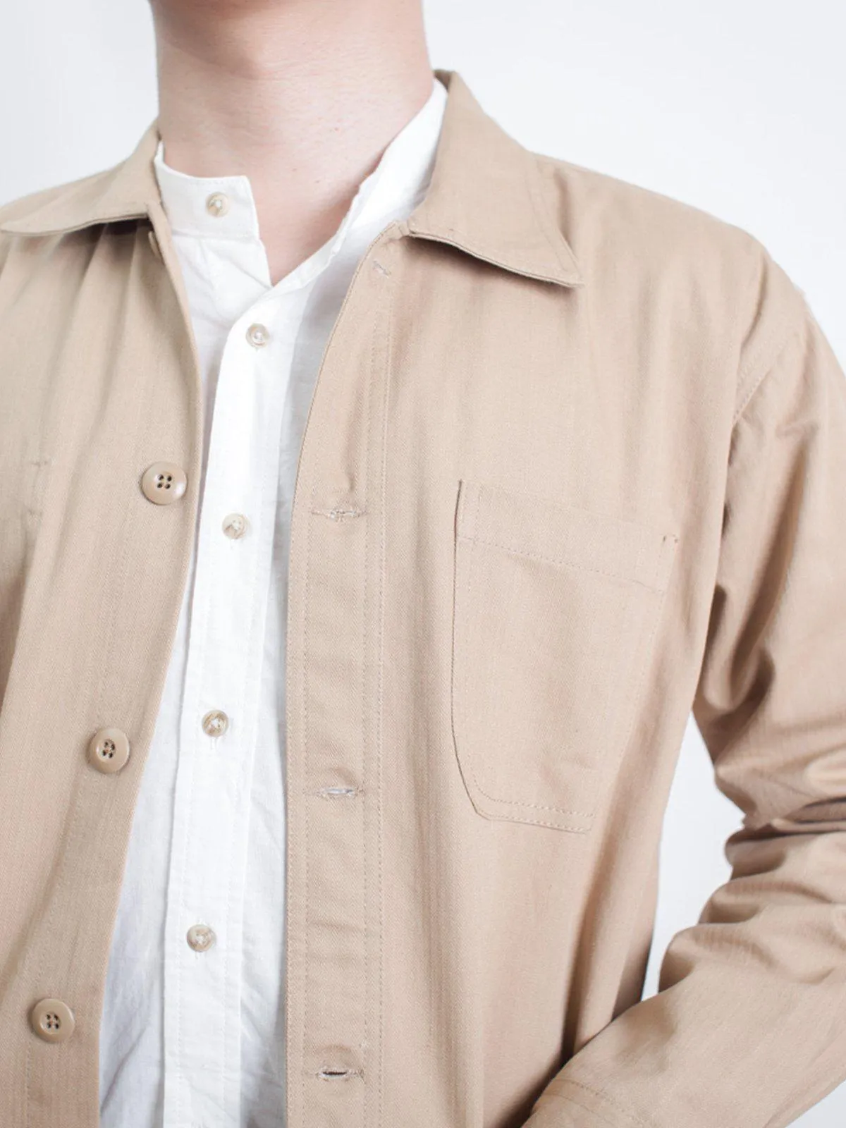 Qutn 3 Pocket Jacket Khaki Herringbone
