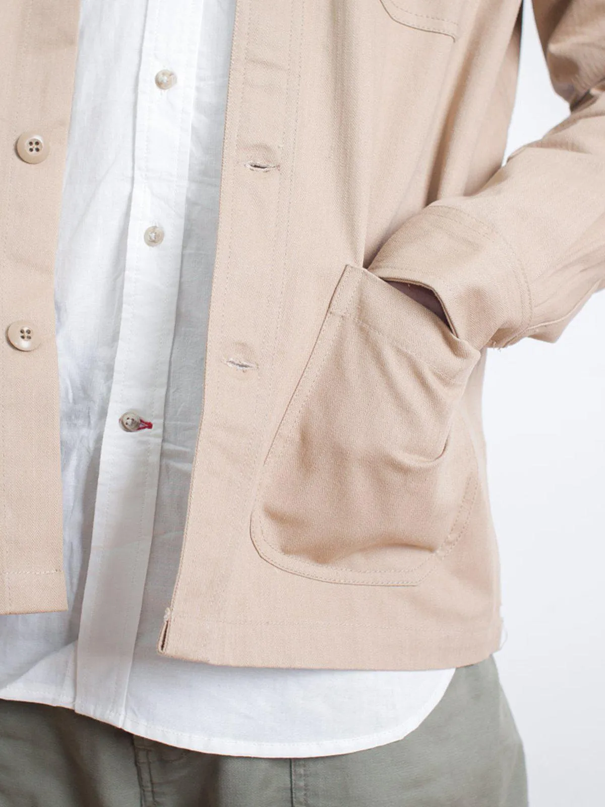 Qutn 3 Pocket Jacket Khaki Herringbone